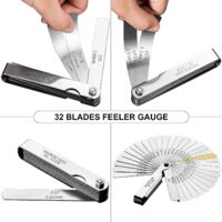 Spurtar Jauges D'épaisseur De Précision Jeu De Cale Soupape 32 Lames En De Marquage Métrique/impérial Pour La Mesurer De L'espace Libre Largeur/ Épaisseur Tailles L'écart Largeur 0,04-0,88 Mm