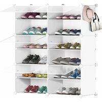 Meuble Chaussure DIY, Rangement Chaussure de 12 Cubes avec Portes, Meuble à  Chaussures Écologique, Plastique PP, 9136125cm