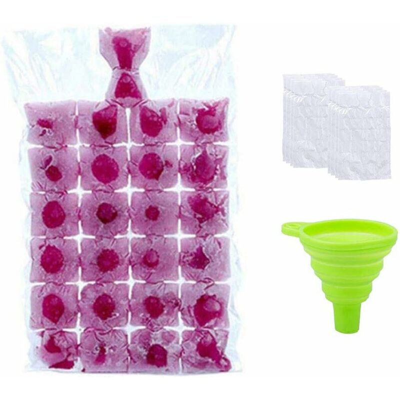 Paquete De 100 Bolsas Desechables Para Cubitos De Hielo, Moldes Para Cubitos De Hielo Autosellantes, Para Whisky, Cócteles, Bebidas, Cocina, Barbacoa, Viajes (Transparente, Con 1 Embudo)