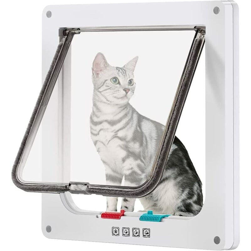 Puerta Grande Para Mascotas (Tamaño Externo 27,94 Cm X 24,89 Cm), Puerta Para Gatos Con Cerradura En 4 Direcciones Para Ventanas Y Puerta Corrediza De Vidrio Para Perros Pequeños ≪63 Cm De Circunferencia - Dksfjkl