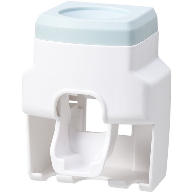 Dispensador de pasta de dientes manos libres Exprimidor automático de pasta  de dientes y soporte (5 soportes para cepillos), color blanco (soporte