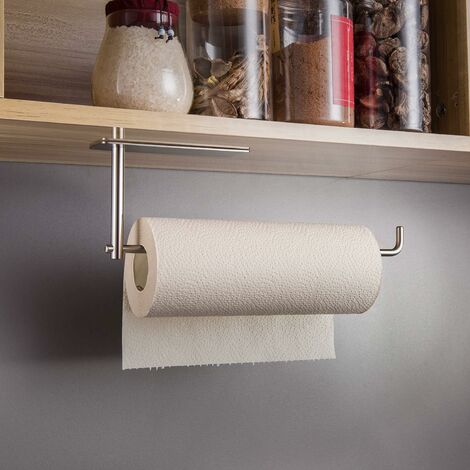 Portarrollos de papel – Autoadhesivo o perforado, soporte de papel dorado  montado en la pared debajo del gabinete para cocina, soporte de rollo de