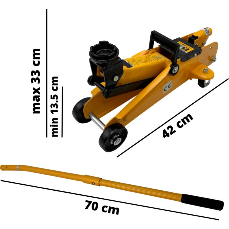 CRICK AUTO 4 TON CRIC DOPPIO PISTONE ECARRELLO SOLLEVATORE RIBASSATO BASSO  : : Auto e Moto