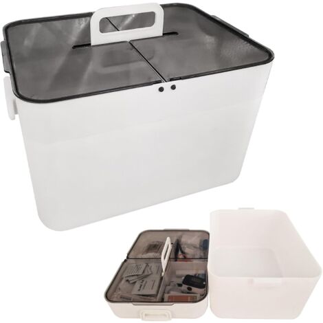 Contenitore Portatile Per Medicine, Grande Con 3 Ripiani, Coperchio Trasparente, Ideale Per Gioielli, Farmaci E Accessori Cucito, 31.5x22x24.5cm