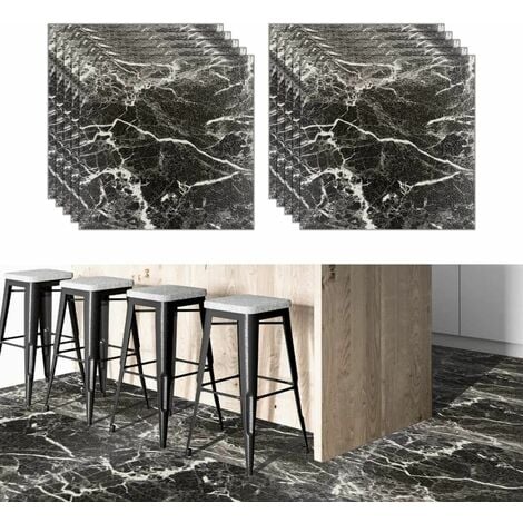 pavimento PVC adesivo effetto marmo rivestimento mattonelle da 10 pezzi 2.1  mq - Marmo Bianco con Venature
