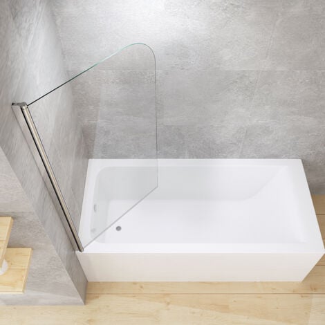 Heilmetz Pare baignoire 70x140cm pivotant écran de baignoire Pli simple à 90°, verre de sécurité ESG 6mm avec nano revêtement des deux ctés