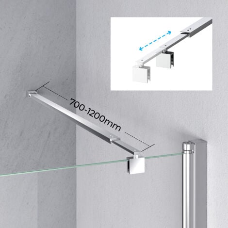 Heilmetz Barre de Stabilisation Paroi de Douche 700-1200mm Extensible Barre de Fixation pour un Verre de 8-10 mm d'épaisseur