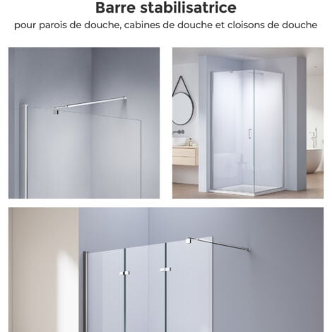Heilmetz Barre de Stabilisation Paroi de Douche 700-1200mm Extensible Barre de Fixation pour un Verre de 8-10 mm d'épaisseur
