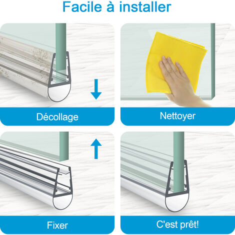 Joint De Douche Porte Sans Cadre STEIGNER - Transparent, Aimant, Largeurs 30-120cm