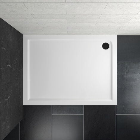 Heilmetz receveur de douche 120x90 cm, extra plat en acrylique rectangulaire bac à douche, ouverture de drainage 90mm, Blanc