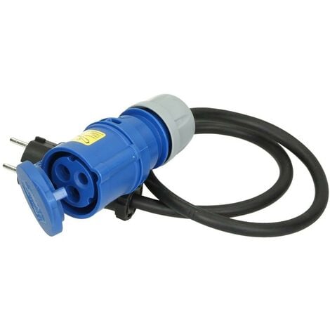 Adaptador cable caravana enchufe de seguridad uni 16 A 230V 3 polos