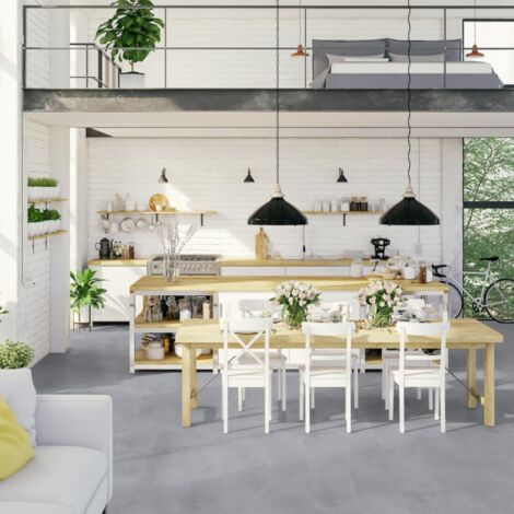 Gerflor – Dalle de sol PVC clipsable effet béton gris – Surface 1.97 m² – Pose facile sans colle – Adaptée pour pièces humides