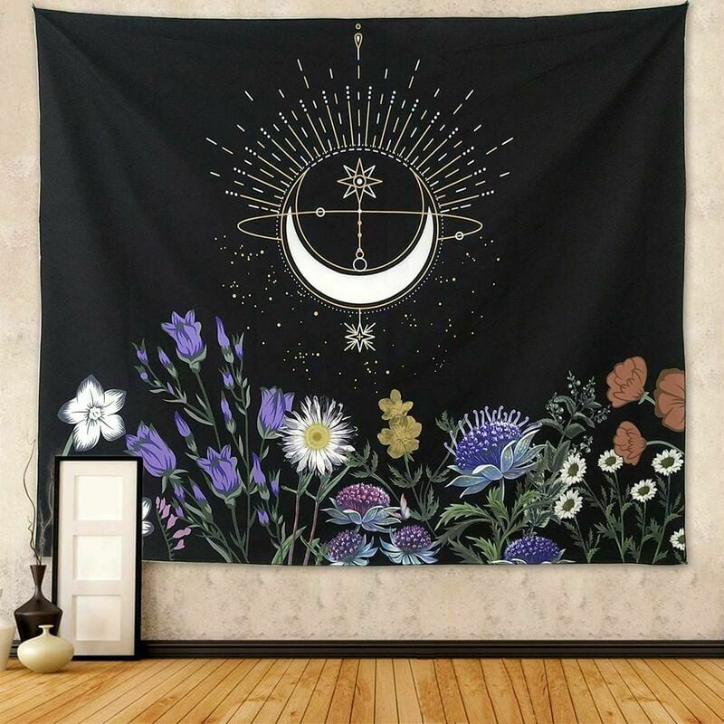 Floral Tapestry Wall Hanging Hippie Decor Bohemian Cover Nature Flower Art  Print