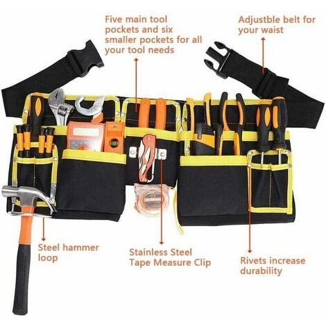 Silverline 245046 Tool Pouch Belt 5 Pocket 220 x 260 mm : : DIY  & Tools