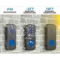 New Product,wireless Doorbell, Usb Powered Ip55 Waterproof Doorbell With  Night Light, 5 Level Volume, 58 Door Bell Chime & Colorful Led Flashblack