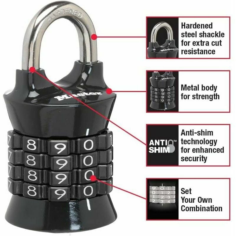 Stanley since 1913 81200 373 401 Padlock 46 mm Red Combination