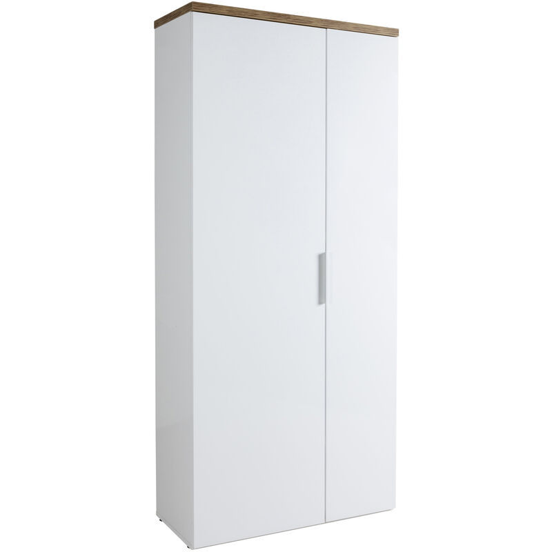 COMPOSAD Armadio Multiuso della Linea Mundi con 2 Ante e 6 Ripiani, Mobile  Armadio, Mobile ingresso, (LxAxP) 82,30x189,60x35,20 cm, Bianco laccato e  Rovere Oak Miele, Made in Italy