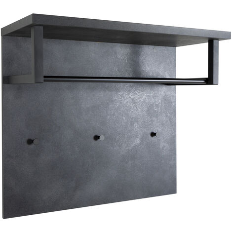 Alaterre Furniture Brookside Appendiabiti Da Parete, Grigio Chiaro, Stile Moderno Con Piano In Cemento - 3