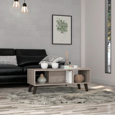 Table centrale Cincinatti sans tiroirs ni étagères, 40 cm à x 47 cm P x 101,1 cm et cendre (1/5)