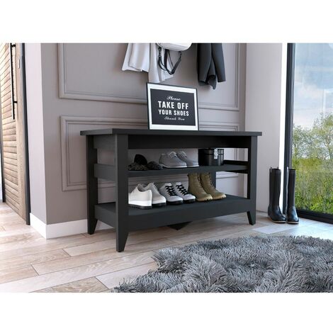 Misuri Banc de rangement, avec étagères 43CM L X 17.7CM L X 25CM H , Noir (1/5)