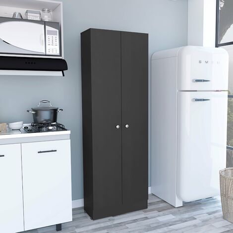 Z 60 Armoire multifonctionnelle avec deux portes et étagères intérieures , 180.59 cm X 59.94 cm X 29.97 cm , Noir