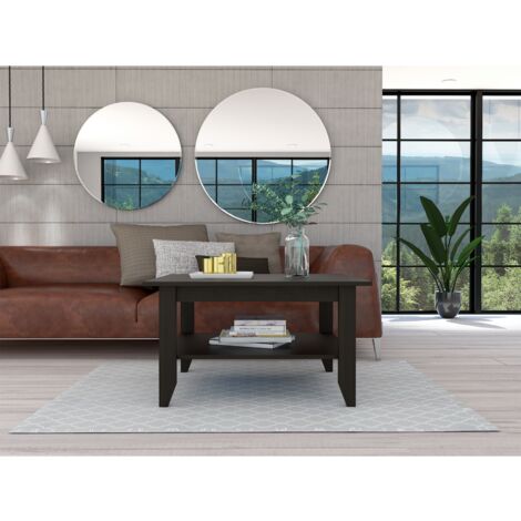 Table basse Essential, avec étagère 45CM L X 80CM H X 70CM P Noir (1/4)