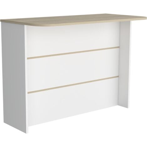 Bar de cuisine en mélamine Fendi avec trois étagères , 90 X 120 X 60 cm , Blanc / Miel