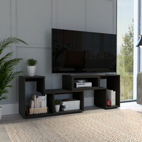 Meuble TV extensible Beijing, avec meuble 54,5CM L X 121 / 160CM L X 35,3CM P Noir (1/3)
