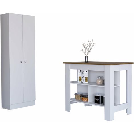 Ensemble Charlotte de Cuisine, Îlot de cuisine + Armoire polyvalente (1/4)