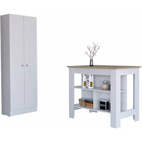 Ensemble Charlotte de Cuisine, Îlot de cuisine + Armoire polyvalente (1/4)