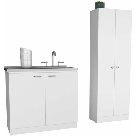 Ensemble Belmont de Cuisine, Meuble avec évier + Armoire multifonctionnelle (1/4)