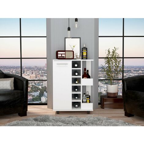Chariot Bar, Bar Cart, 82.09 CM AL X 59.99 CM AN X 37.49 CM P , Blanc (1/4)