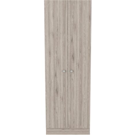 Armoire multifonctionnelle Z 60, avec deux portes et étagères intérieures , 180.59 cm X 59.94 cm X 29.97 cm , Gris / argent
