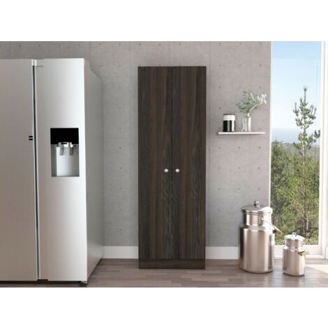 Tuhome Concept – Armoire multifonctionnelle charbon – Dimensions 180.5 cm H x 59.94 cm L x 29.97 cm P – Matériau aggloméré mélaminé – Rangement optimisé salle de bain (1/4)