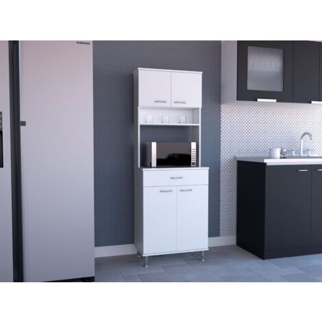 Della Armoire de cuisine avec tiroir, 2 armoires et plan de travail pour micro-ondes