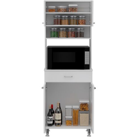 Della Armoire de cuisine avec tiroir, 2 armoires et plan de travail pour micro-ondes