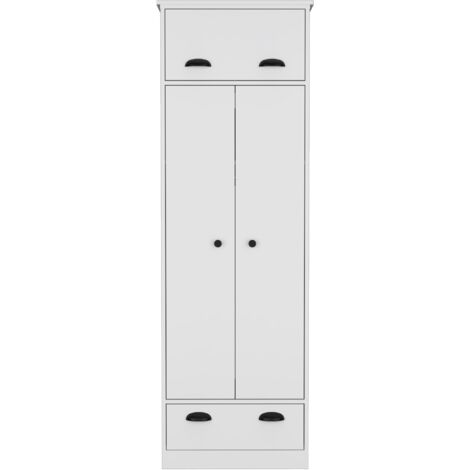Tuhome Concept – Armoire Falkland 1 tiroir supérieur et 1 tiroir battant – Hauteur 179 cm, Largeur 59,2 cm, Profondeur 50 cm – Bois manufacturé (1/5)