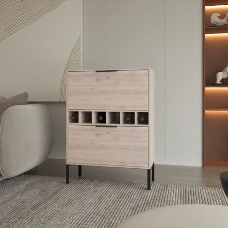 Commode double Asteria en mélamine, six tiroirs avec rails métalliques (1/5)