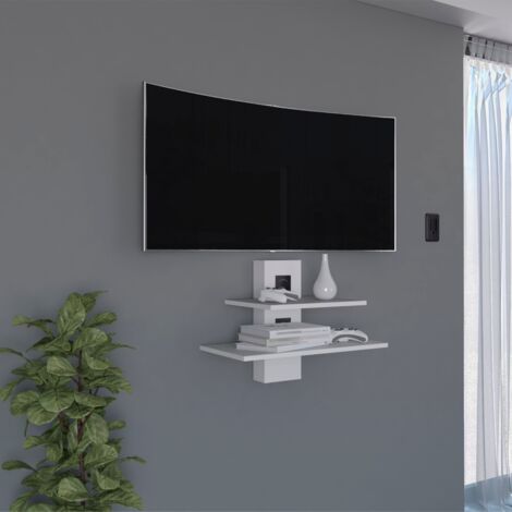 Etagère TV Burgos en mélamine avec deux étagères, Blanc 43,7 X 60,1 X 30 cm (1/5)