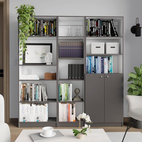 Ensemble d'étagères de bureau à domicile en mélamine 3 pièces avec étagères (1/5)