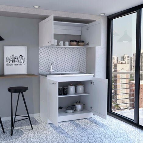 Kitchen Set Zurich, with White Top and Bottom Cabinet