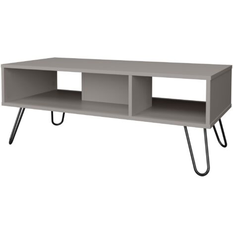 Table centrale Genoa en mélamine avec 3 étagères , Gris , 40 cm X 101.1 cm X 45 cm (1/5)