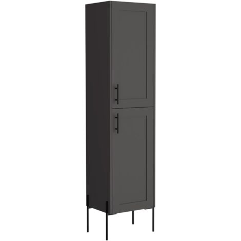 Meuble de salle de bain en mélaminé Sealy avec 2 portes et 4 étagères , Plomb , 180 cm X 45.1 cm X 35.5 cm (1/5)
