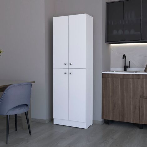 TUHOME Armoire de Rangement Cameron avec 4 Portes et 5 Étagères Cachées, Blanc (1/5)