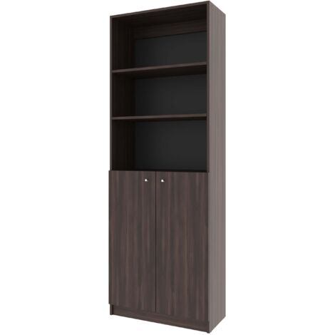 HAZEL Bibliothèque haute avec portes et étagères pour le stockage fonctionnel (1/5)