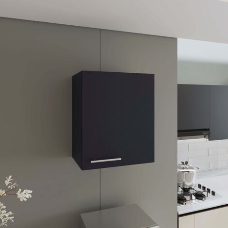 Armoire Manchester en mélaminé avec 2 étagères et 1 porte, noir , 60 cm X 50 cm X 33.5 cm (1/5)
