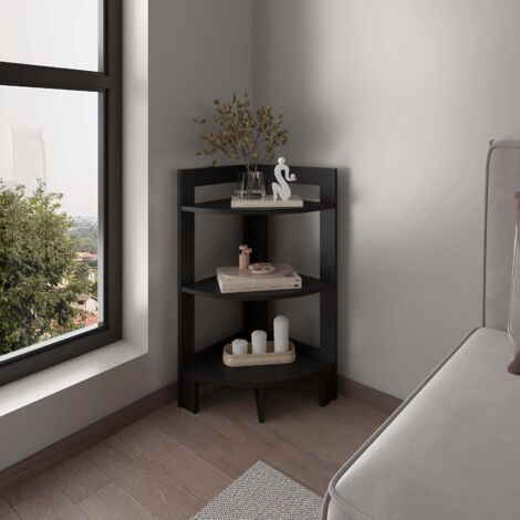 Riga Tabouret en mélamine avec 3 étagères , noir , 80.6 cm X 38.8 cm X 38.8 cm (1/5)
