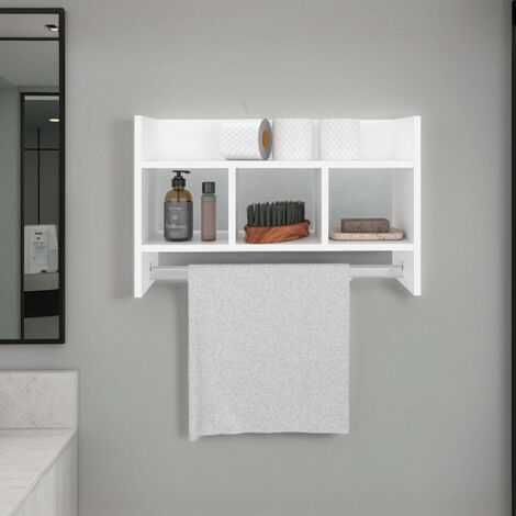 Franklin étagère de salle de bain avec barre porte-serviettes et étagères (1/4)