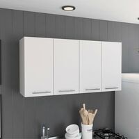 Tuhome Concept – Meuble de cuisine blanc 120 cm – 4 portes – 2 étagères – Rangement ustensiles – Dimensions 60 x 120 x 33,5 cm