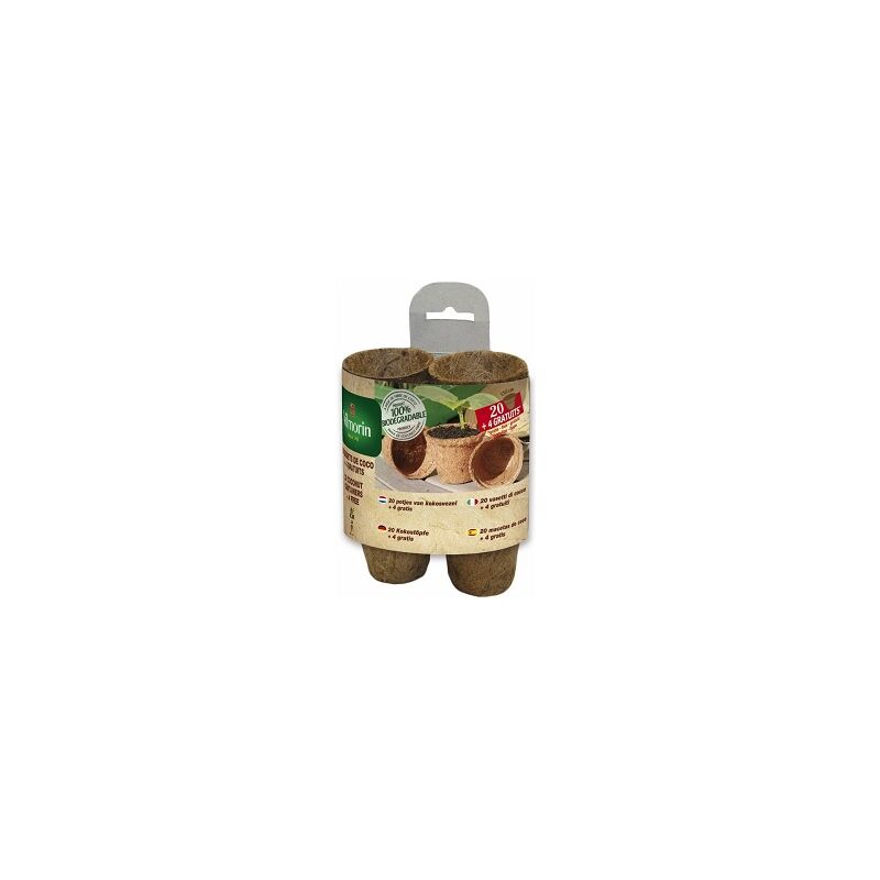 Vilmorin 3182670228773 3990606 12 vasetti Cocco Quadrati 8 cm